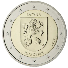 2 Euros Lettonie 2017, UNC, région historique de Kurzeme