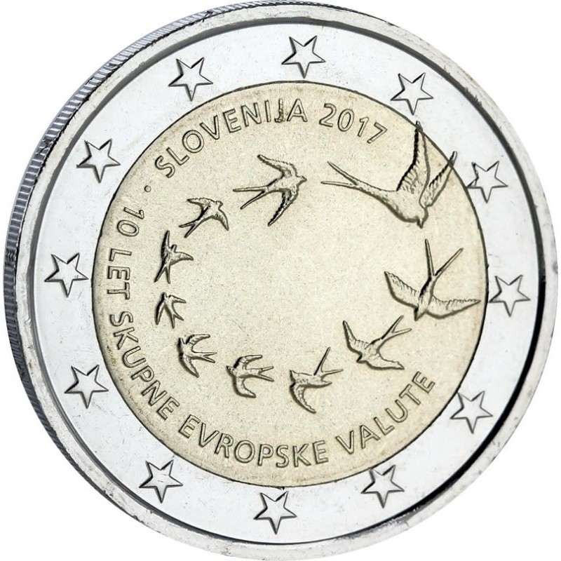 2 Euros Slovénie 2017, UNC, l'euro en Slovénie