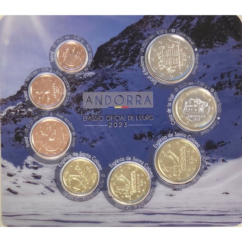 Série 8 pièces euro, Andorre 2023, Miniset BU, Face nationale