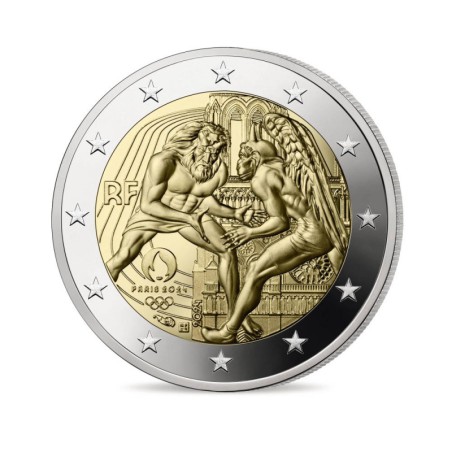 2 Euros France 2024, BU Coincard, Hercule pratiquant la lutte, PERFORMANCE Version Verte