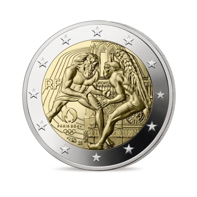 2 Euros France 2024, BU Coincard, Hercule pratiquant la lutte, ATHLETE Version Bleue