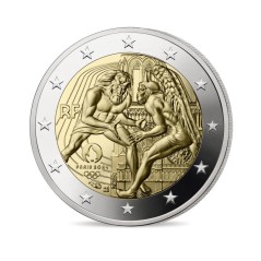 2 Euros France 2024, BU Coincard, Hercule pratiquant la lutte, ICONIQUE Version Rouge