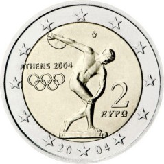 Pièce de 2 Euros Grèce, UNC, Les JO d'Athènes de 2004.