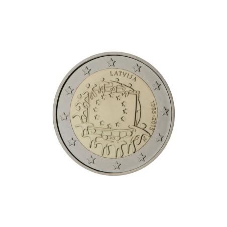 2 Euros Lettonie 2015, UNC, 30 ans du Drapeau Européen