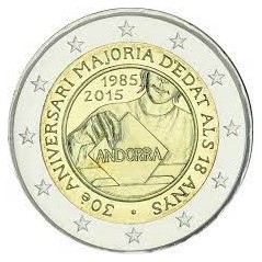 2 Euros Andorre 2015, BU sous blister, Majorité à 18 ans