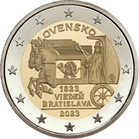 2 Euros Slovaquie 2023, coffret BE, 200 ans de la poste à cheval