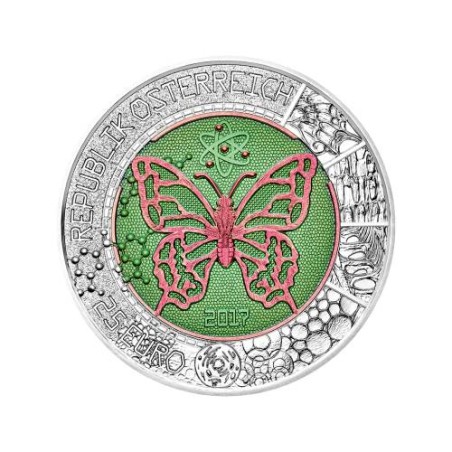 Pièce de 25 Euros Autriche 2017, BU argent et niobium, Microcosme