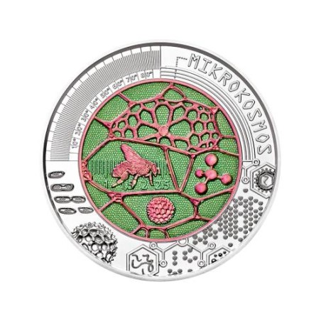 Pièce de 25 Euros Autriche 2017, BU argent et niobium, Microcosme