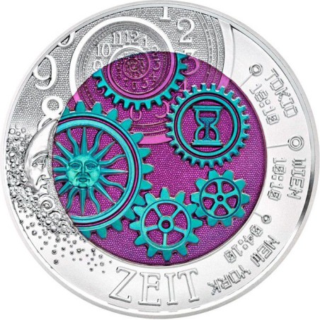 Pièce de 25 Euros Autriche 2016, BU argent et niobium, Chronomètre