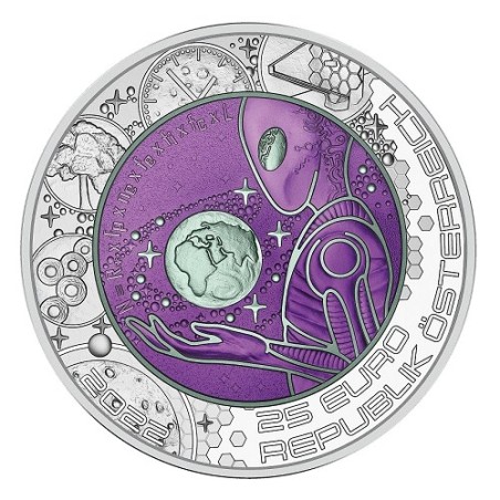 25 Euros Autriche 2022, BU argent et niobium, Vie extraterrestre