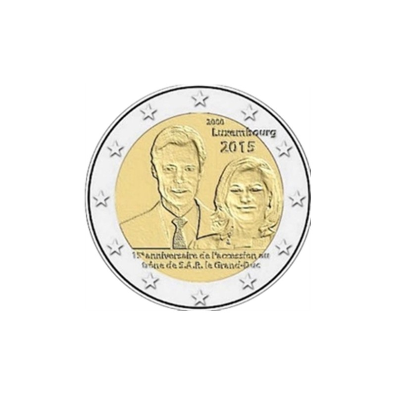 2 Euros Luxembourg 2015, UNC, 15 ans accession au trône du grand-duc Henri