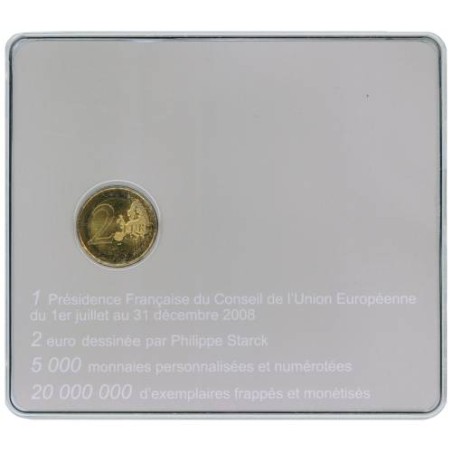 2 Euros France 2008, UNC, Présidence du conseil de l’Union Européenne Colorisée