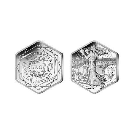 10 Euros France 2023, Argent, UNC, La Semeuse Boxe