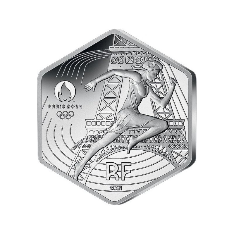 10 Euros France 2021, Argent, UNC, La Marianne pratiquant la Course