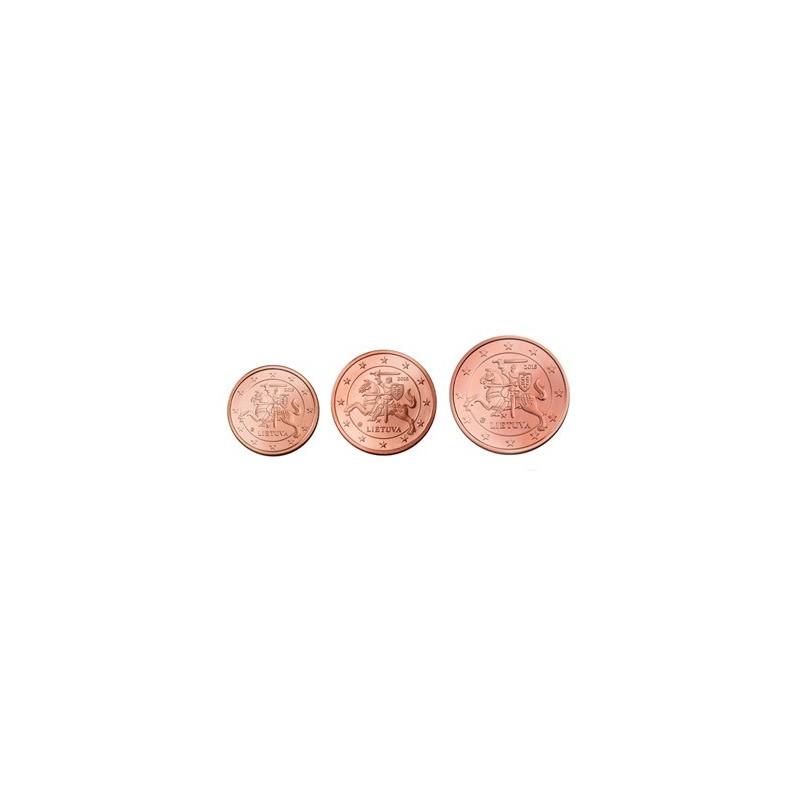 Série 1 - 2 - 5 cents Lituanie 2015, UNC, Face nationale