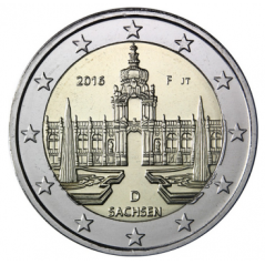 2 Euros Allemagne 2016, UNC, Saxe palais Zwinger, Atelier A