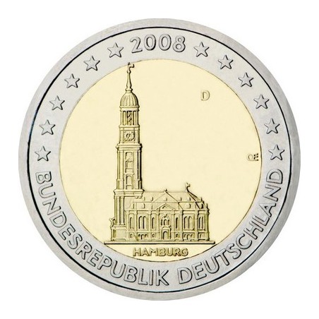 Lot de 5 pièces de 2 Euros Allemagne 2008, UNC, Présidence d’Hambourg au Bundesrat, 5 Ateliers (ADFGJ)