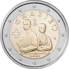 2 Euros Italie 2021, UNC, Merci aux professionnels de santé "GRAZIE"