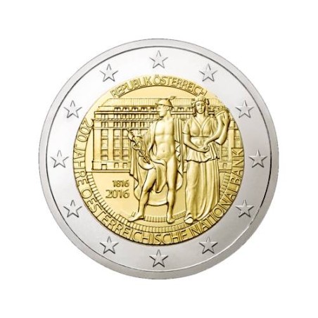 2 Euros Autriche 2016, UNC, Bicentenaire des banques d'Autriche