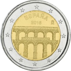 2 Euros Espagne 2016, UNC, Aqueduc de Ségovie