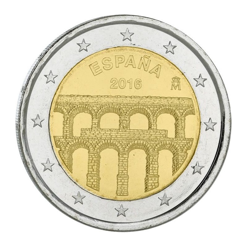 2 Euros Espagne 2016, UNC, Aqueduc de Ségovie