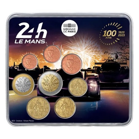 Série 8 Pièces Euro, France 2023, Miniset BU, Face Nationale - Les 24H du Mans