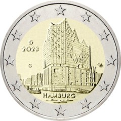 2 Euros, Allemagne 2023 BU, Lot des 5 ateliers (A,D,F,G,J), Hamburg, Elbphilharmonie.