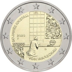 2 Euros Allemagne 2020, UNC atelier A, Génuflexion de Varsovie