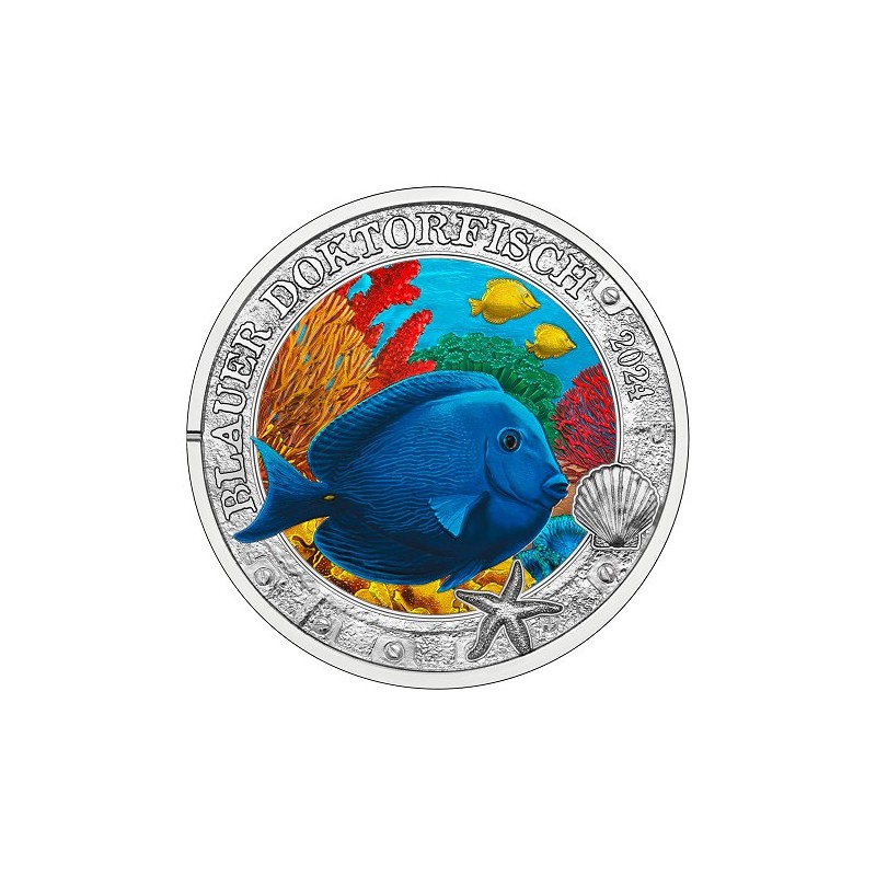 3 euros Autriche 2024 UNC Poisson chirurgien bleu