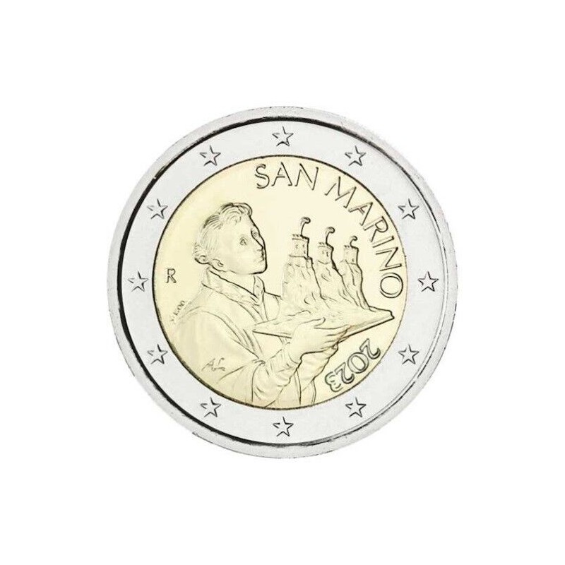 Duo Saint-Marin 2024 UNC, 1 Euro Saint-Marin, La deuxième tour "LA CESTA" et 2 Euros, Portrait de Saint-Marin