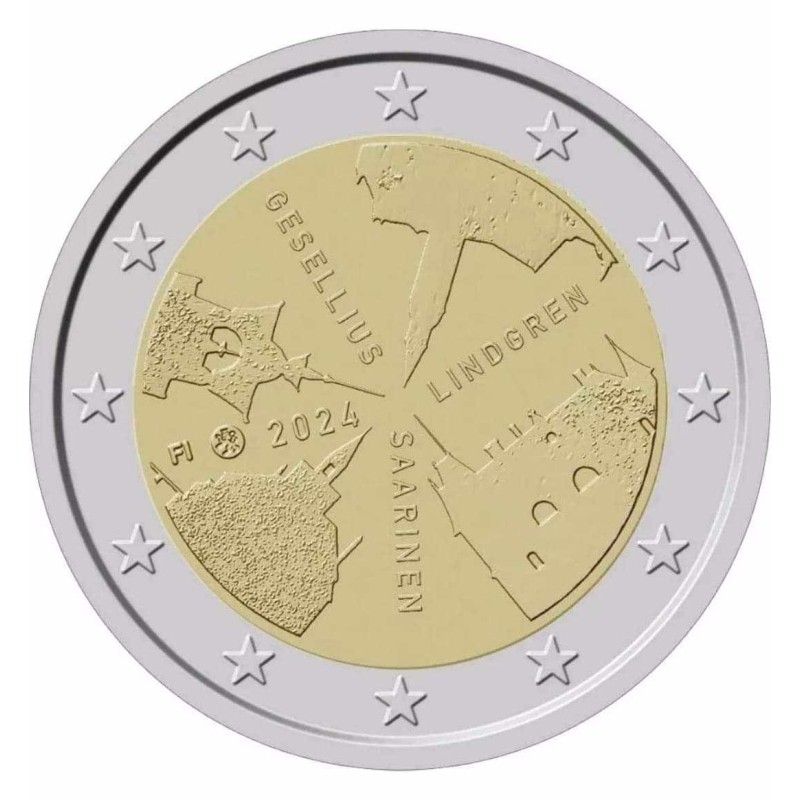 2 euros Finlande 2024, BE, Architectures de la Finlande, Gesellius, Lindgren, Saarinen