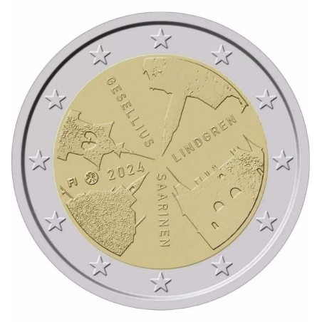 2 euros Finlande 2024, BE, Architectures de la Finlande, Gesellius, Lindgren, Saarinen