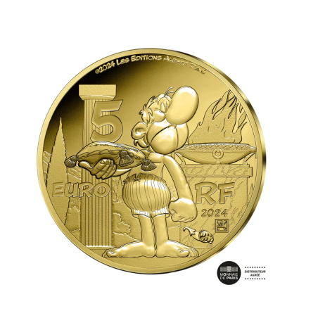 5 Euros France 2024, BE, Or 999%, Astérix aux Jeux Olympiques