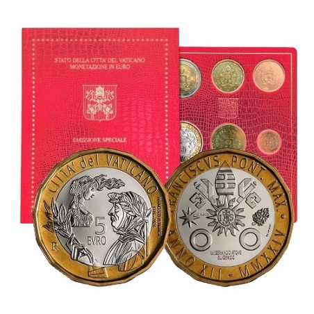 Série 9 Pièces euros Vatican 2024, BU, Coffret édition spéciale, les Armoiries du Pape François avec 5 euros bimétallique