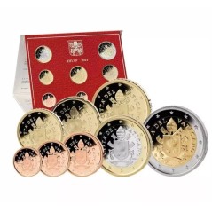 Série 9 Pièces euros Vatican 2024, BU, Coffret édition spéciale, les Armoiries du Pape François avec 5 euros bimétallique