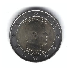 lot de 1 et 2 Euros Monaco 2024, UNC, Face nationale Prince Albert II