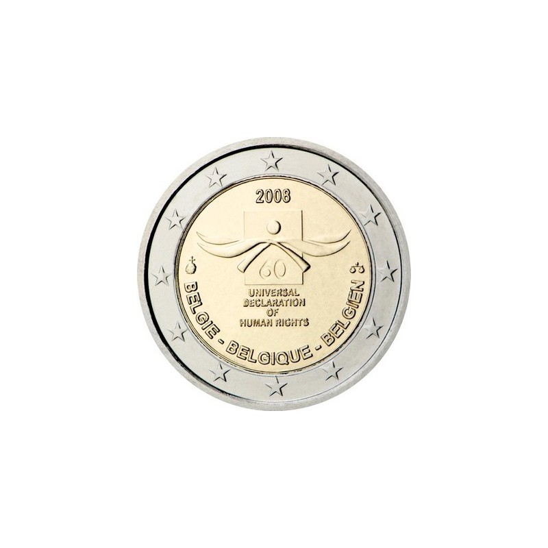 2 Euros Belgique 2008, UNC, 60ᵉ anniversaire de la Déclaration universelle des droits de l’Homme