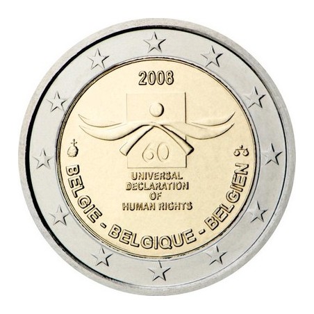 2 Euros Belgique 2008, UNC, 60ᵉ anniversaire de la Déclaration universelle des droits de l’Homme