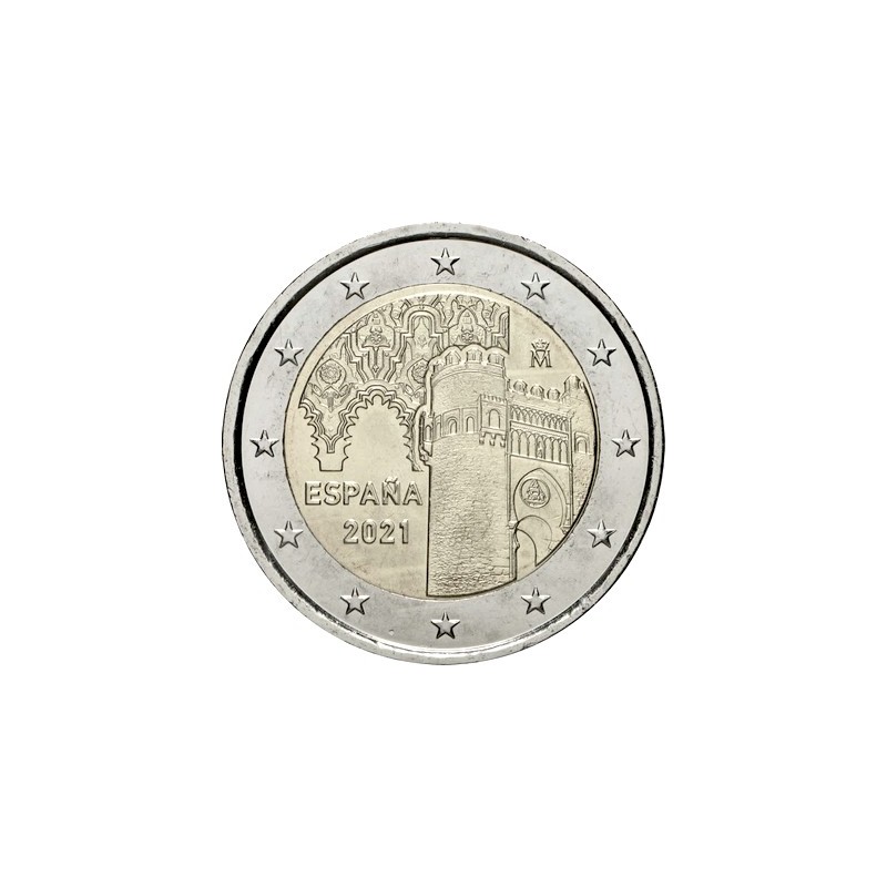 2 Euros Espagne 2021, UNC, Patrimoine mondial de l'UNESCO Ville de Tolede