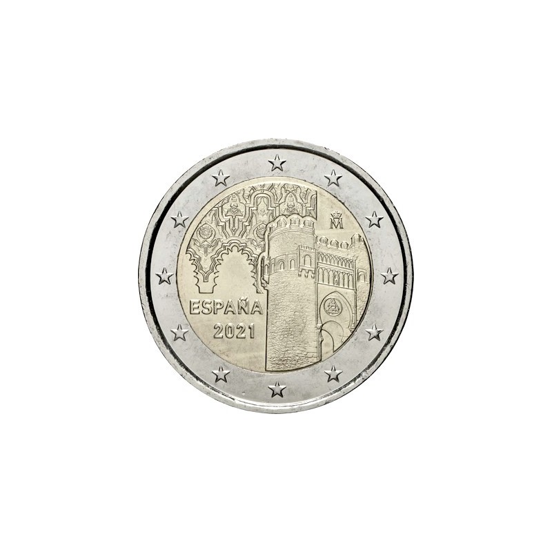 2 Euros Espagne 2021, UNC, Patrimoine mondial de l'UNESCO Ville de Tolède 2 Euros Espagne 2021, UNC, Patrimoine mondial de l'UNESCO Ville de Tolède