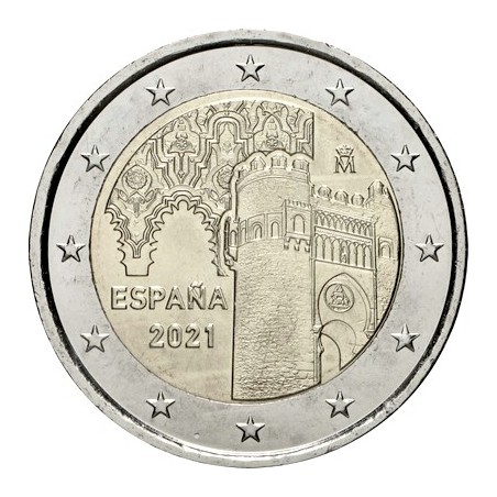 2 Euros Espagne 2021, UNC, Patrimoine mondial de l'UNESCO Ville de Tolede