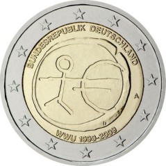 Lot de 5x2 Euros Allemagne 2009, UNC, 10ᵉ anniversaire de l’Union Économique et Monétaire (ADFGJ)