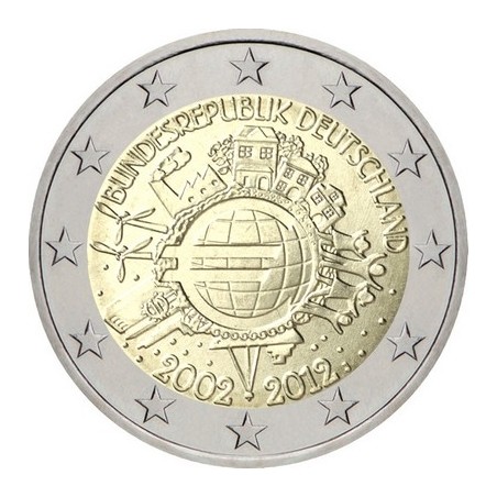 2 Euros Allemagne 2012, UNC, 10ᵉ anniversaire de l’€uro, Atelier A