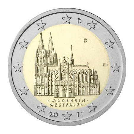 Lot de 5x2 Euros Allemagne 2011, UNC, Présidence de la Rhénanie-du-Nord-Westphalie au Bundesrat (ADFGJ)