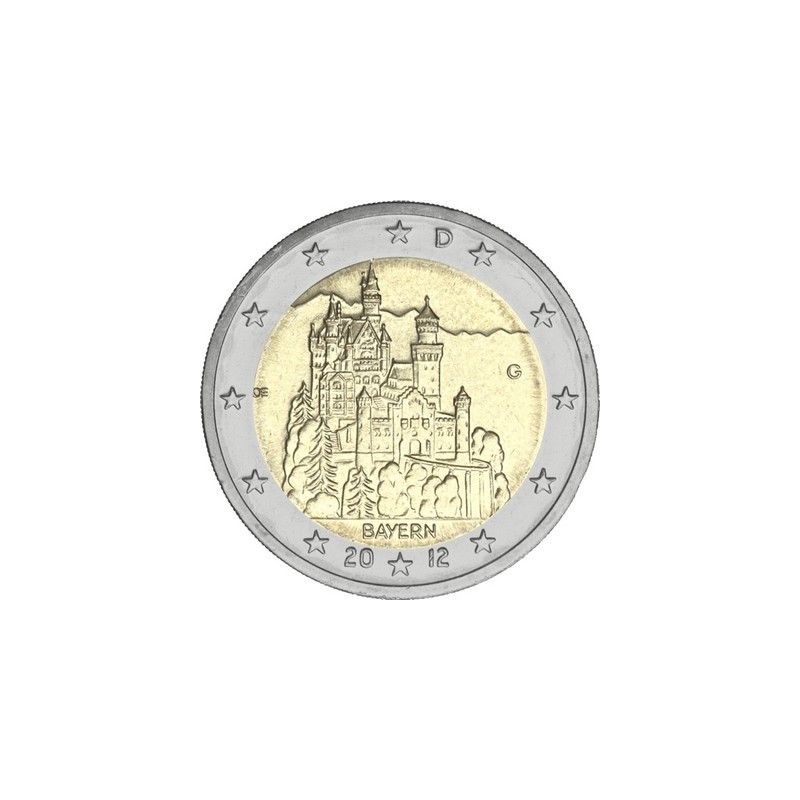 Lot de 2 Euros Allemagne 2012, UNC, Présidence de la Bavière au Bundesrat (ADFGJ)