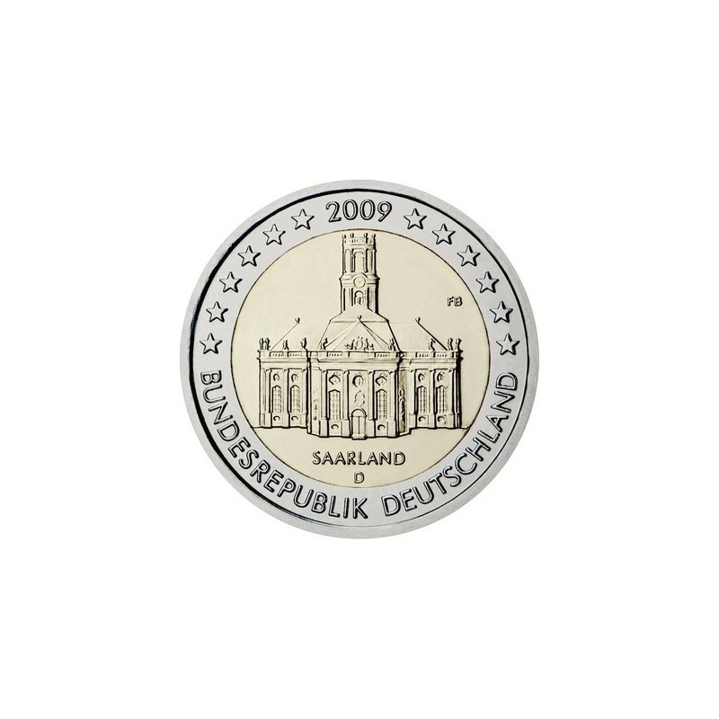 Lot de 2 Euros Allemagne 2009, UNC, Présidence de la Sarre au Bundesrat (ADFGJ)