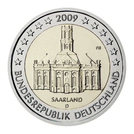 Lot de 2 Euros Allemagne 2009, UNC, Présidence de la Sarre au Bundesrat (ADFGJ)