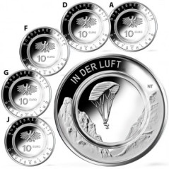 Lot de 5 pièces de 10 € Allemagne 2019 UNC, Dans les airs (ADFGJ)