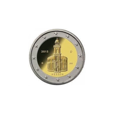 Lot de 5x2 Euros (ADFGJ), Allemagne 2015, UNC,  la présidence de la Hesse au Bundesrat. (Eglise Saint-Paul de Francfort)