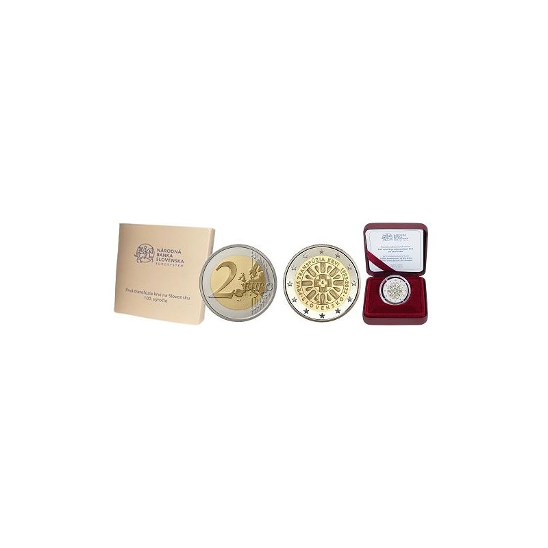 2 Euros Slovaquie 2023, Coffret BE, 100eme anniversaire de la première transfusion sanguine